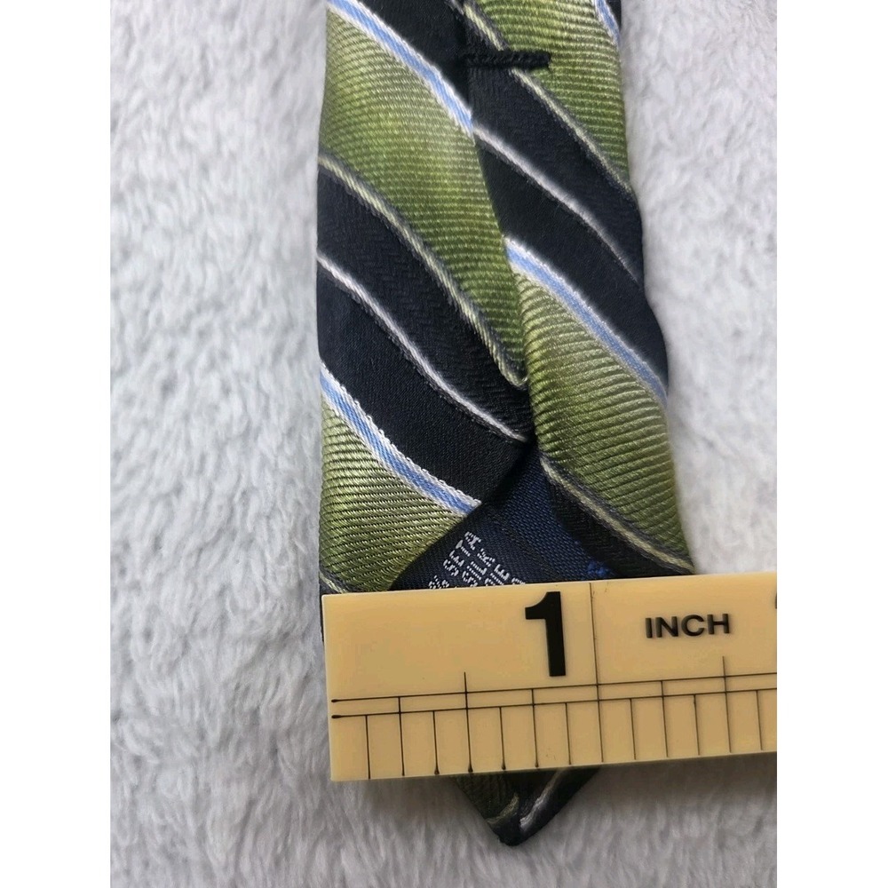 Saddlebred XL Long Silk Tie Green Black Stripe Extra Long 100% Silk Classic - Picture 9 of 10